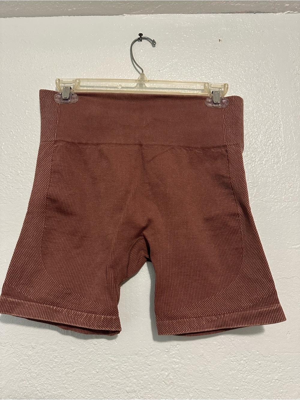Joy LabHigh-Waist Ribbed Women’s Shorts - Rust Size Medium